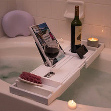 Load image into Gallery viewer, Bathtub Frame Bamboo White Waterproof Bathtub Tray Mobile Phone Tablet Reading Rack Bath Tray In The Bathroom
